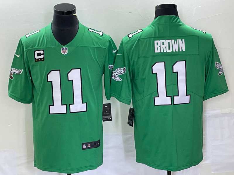 Men's Philadelphia Eagles #11 AJ Brown Green C Patch 2023 Vapor Limited Throwback Jersey,We sell and wholesale Men's Philadelphia Eagles #11 AJ Brown Green C Patch 2023 Vapor Limited Throwback Jersey on line form chian!